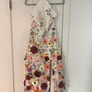 Floral Embroidered Halter Dress